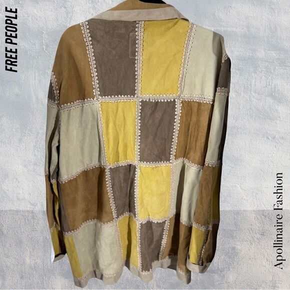 WE THE FREE EDIE CROCHET SUEDE LEATHER PATCHWORK JACKET NEW XL - Picture 8 of 10